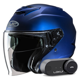 Jet HJC i31 Semi Flat Metallic Blue + Kit Bluetooth Lokui K30