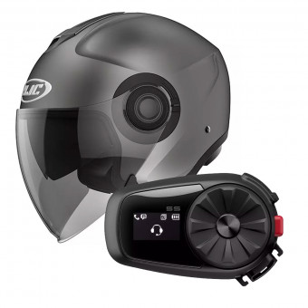 Jet HJC I40 Semi Flat Titanium + Kit Bluetooth Sena 5S Solo