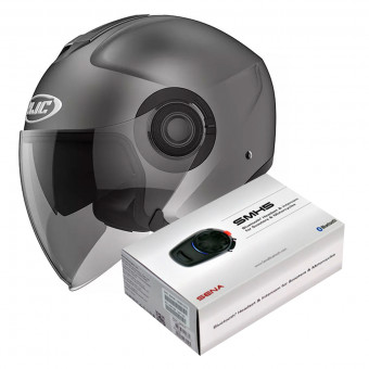 Jet HJC I40 Semi Flat Titanium + Kit Bluetooth Sena SMH5