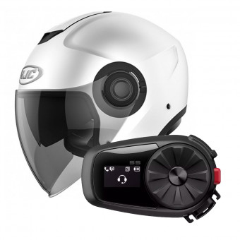Jet HJC I40 White + Kit Bluetooth Sena 5S Solo