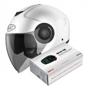 Jet HJC I40 White + Kit Bluetooth Sena SMH5