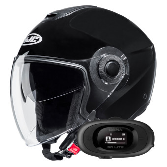 Jet HJC i40N Black + Kit bluetooth 5R Lite Solo