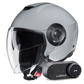 Casque Jet HJC i40N N. Grey + Kit Bluetooth Lokui K30 Casque Jet HJC i40N N. Grey + Kit Bluetooth Lokui K30