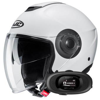 Jet HJC i40N Pearl White + Kit bluetooth 5R Lite Solo