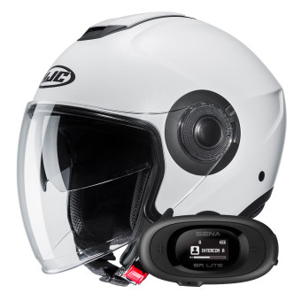 Jet HJC i40N Semi Flat Pearl White+ Kit bluetooth 5R Lite Solo