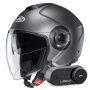 Casque Jet HJC i40N Semi Flat Titanium + Kit Bluetooth Lokui K30