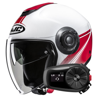 Casque Jet HJC i40N Vision MC1 + Kit Bluetooth 5S Solo Casque Jet HJC i40N Vision MC1 + Kit Bluetooth 5S Solo