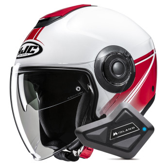 Casque Jet HJC i40N Vision MC1 + Kit Bluetooth BT Mini