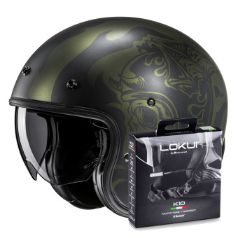 Jet HJC V31 Flame MC4SF + Kit Bluetooth Lokui K10