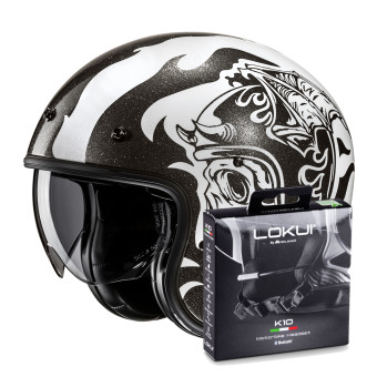 Jet HJC V31 Flame MC5 + Kit Bluetooth Lokui K10