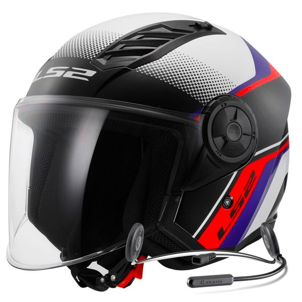 Jet LS2 Airflow II Rush White Blue Red OF616 + Kit Bluetooth Lokui K10 Jet LS2 Airflow II Rush White Blue Red OF616 + Kit Bluetooth Lokui K10