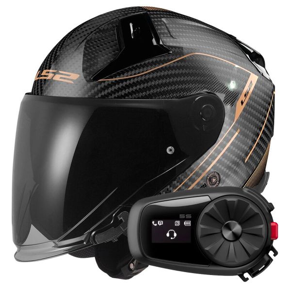 Jet LS2 Infinity II C Counter Antique Gold OF603 + Kit Bluetooth 5S Solo