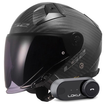 Jet LS2 Infinity II Matt Carbon OF603 + Kit Bluetooth Lokui K30