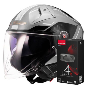 Casque Jet LS2 Infinity II Veyron Grey White OF603 + Kit Bluetooth 4X Cardo Casque Jet LS2 Infinity II Veyron Grey White OF603 + Kit Bluetooth 4X Cardo