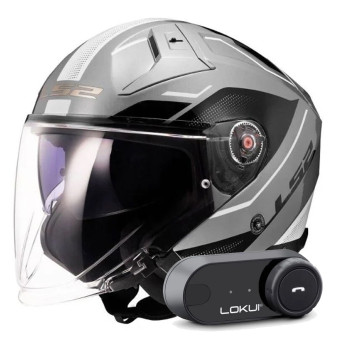 Jet LS2 Infinity II Veyron Grey White OF603 + Kit Bluetooth Lokui K30