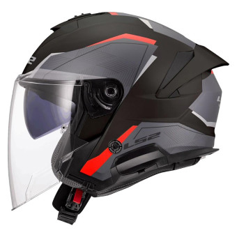 Casque Jet LS2 Verso II Air Black Red OF618 Casque Jet LS2 Verso II Air Black Red OF618