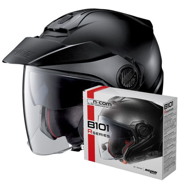 Jet Nolan N40 5 Classic N-Com Flat Black 10 + Kit Bluetooth B101R