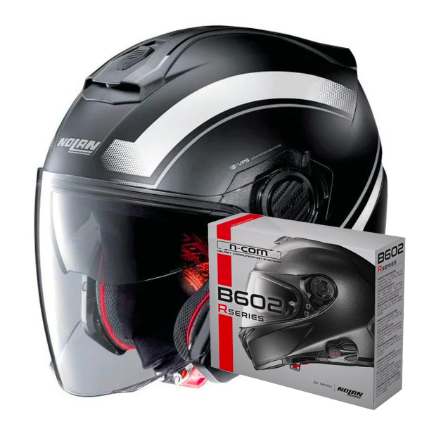 Jet Nolan N40 5 Resolute N-Com Flat Black White 16 + Kit Bluetooth B602R