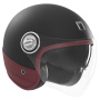 Casque Jet NOX Heritage Matt Black Leather Red