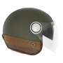 Casque Jet NOX Heritage Matt Khaki Leather Brown