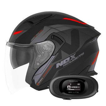 Jet NOX N130 Klint Matt Black Orange + Kit bluetooth 5R Lite Solo