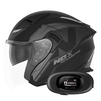 Jet NOX N130 Klint Matt Black Titanium + Kit bluetooth 5R Lite Solo