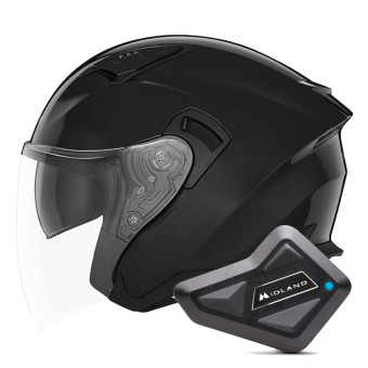 Jet NOX N130 Shiny Black + Kit Bluetooth BT Mini