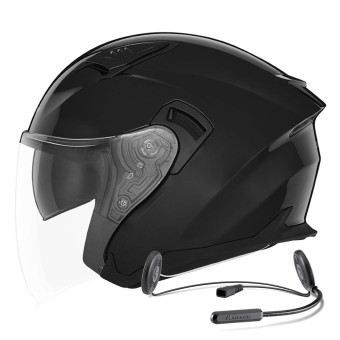 Jet NOX N130 Shiny Black + Kit Bluetooth Lokui K10