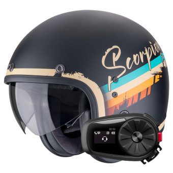 Jet Scorpion Belfast Evo Adonis Matt Black Beige + Kit Bluetooth 5S Solo