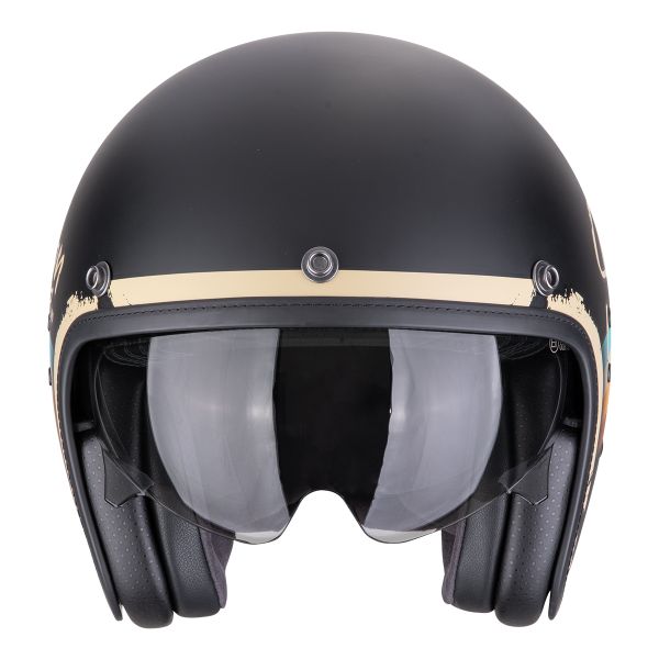 Scorpion Belfast Evo Adonis Matt Black Beige + Bluetooth Kit Exo-Com Link-1