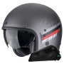 Casque Jet Scorpion Belfast Evo Adonis Silver Mat Red + Bluetooth Kit Exo-Com Link-1C