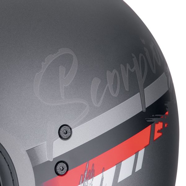 Scorpion Belfast Evo Adonis Silver Mat Red + Bluetooth Kit Exo-Com Link-1C