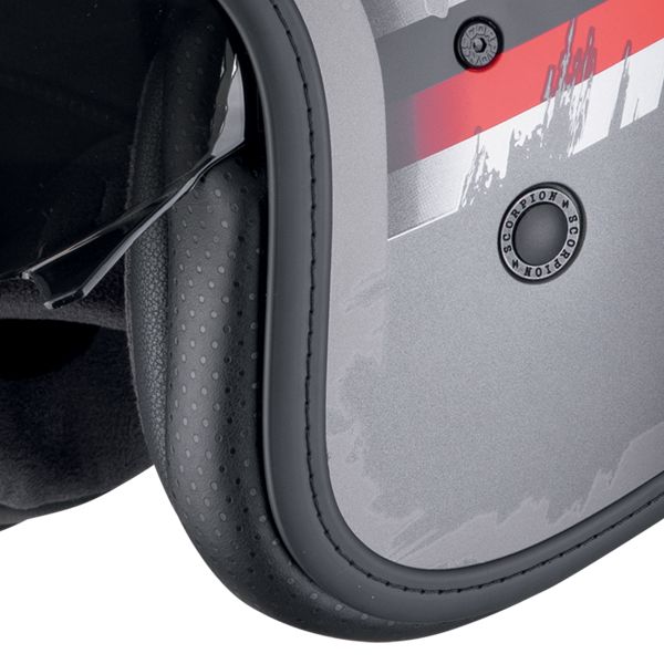 Scorpion Belfast Evo Adonis Silver Mat Red + Bluetooth Kit Exo-Com Link-1C