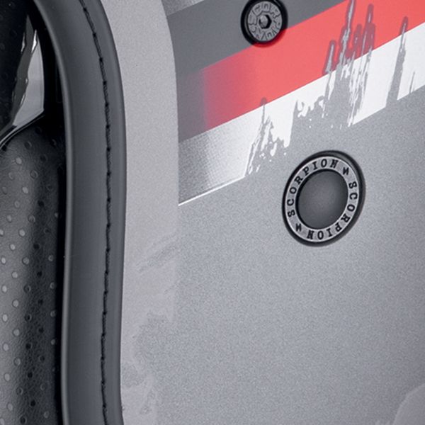 Scorpion Belfast Evo Adonis Silver Mat Red + Bluetooth Kit Exo-Com Link-1C