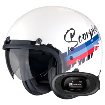 Jet Scorpion Belfast Evo Adonis White Red Blue + Kit bluetooth 5R Lite