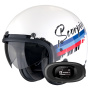 Casque Jet Scorpion Belfast Evo Adonis White Red Blue + Kit bluetooth 5R Lite