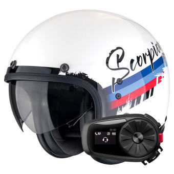 Jet Scorpion Belfast Evo Adonis White Red Blue + Kit Bluetooth 5S Solo