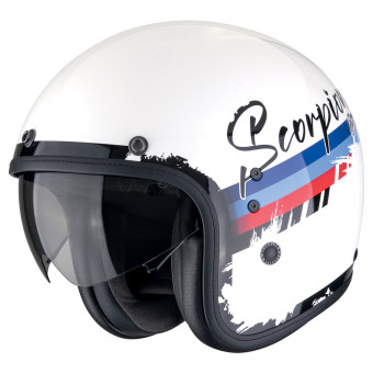 Scorpion Belfast Evo Adonis White Red Blue + Kit Bluetooth 5S Solo