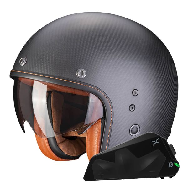 Jet Scorpion Belfast Evo Carbon Matt Black + Bluetooth Kit Exo-Com Link-1C