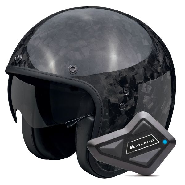 Jet Scorpion Belfast Evo Carbon Onyx Black + Kit Bluetooth BT Mini Jet Scorpion Belfast Evo Carbon Onyx Black + Kit Bluetooth BT Mini