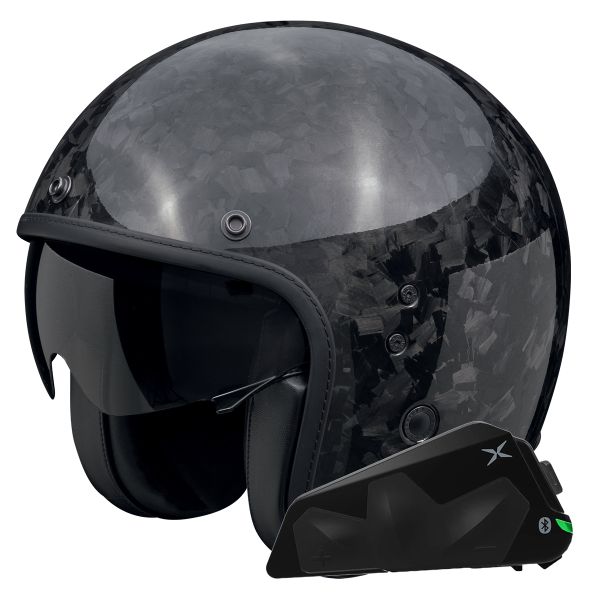 Jet Scorpion Belfast Evo Carbon Onyx Black + Bluetooth Kit Exo-Com Link-1C Jet Scorpion Belfast Evo Carbon Onyx Black + Bluetooth Kit Exo-Com Link-1C