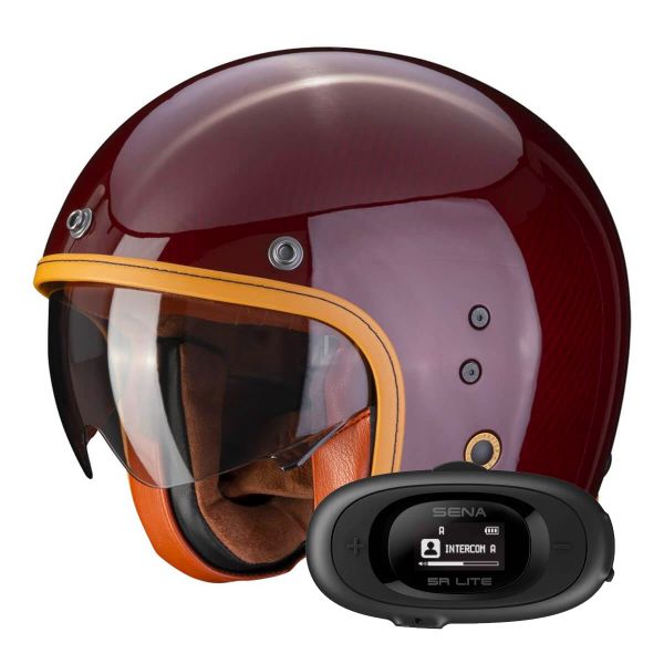 Jet Scorpion Belfast Evo Carbon Red + Kit bluetooth 5R Lite