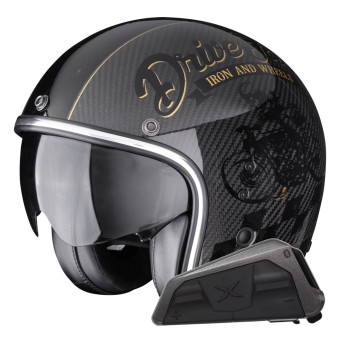 Jet Scorpion Belfast Evo Carbon Zippy Black Gold + Bluetooth Kit Exo-Com Link-1
