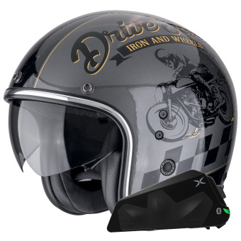 Jet Scorpion Belfast Evo Drive Fast Silver Black Gold + Bluetooth Kit Exo-Com Link-1C