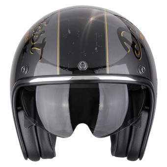 Scorpion Belfast Evo Drive Fast Silver Black Gold + Bluetooth Kit Exo-Com Link-1