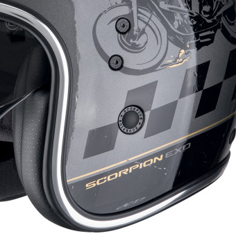 Scorpion Belfast Evo Drive Fast Silver Black Gold + Bluetooth Kit Exo-Com Link-1