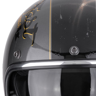 Scorpion Belfast Evo Drive Fast Silver Black Gold + Bluetooth Kit Exo-Com Link-1
