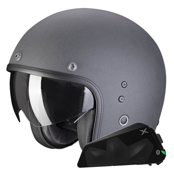 Jet Scorpion Belfast Evo Graphite Grey + Bluetooth Kit Exo-Com Link-1C