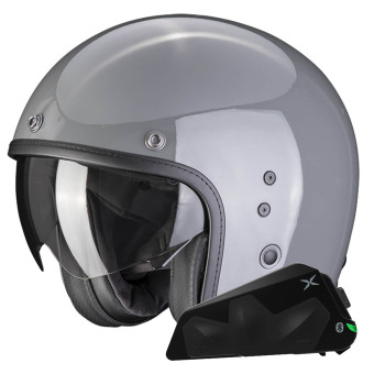 Jet Scorpion Belfast Evo Grey Cement + Bluetooth-Kit Exo-Com Link-1C