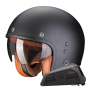 Casque Jet Scorpion Belfast Evo Luxe Matt Black + Bluetooth-Kit Exo-Com Link-1